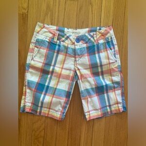 aeropostale women’s size zero bermuda plaid stretch shorts